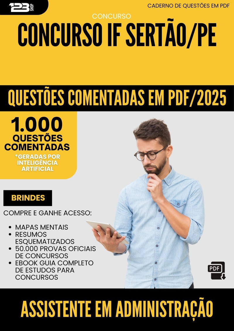 1000 Questões Comentadas para Concurso Assistente Em Administracao If da Prefeitura Sertao Pe 2025 - 1000 Questões