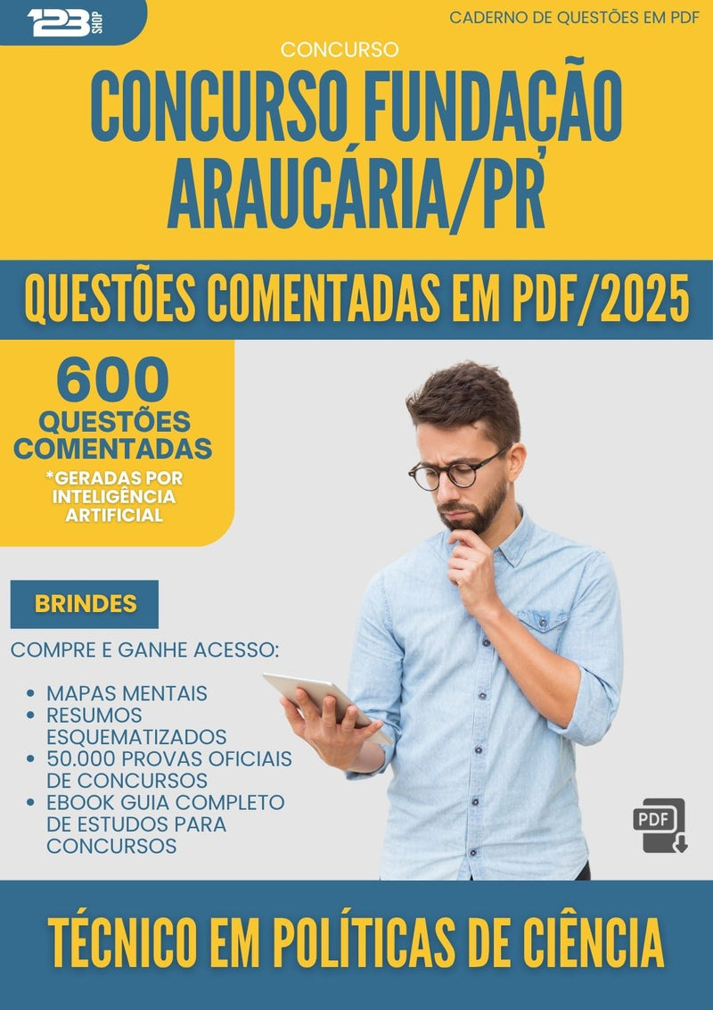 1000 Questões Comentadas para Concurso Tecnico Em Politicas De Ciencia Fundacao da Prefeitura Araucaria Pr 2025 - 600 Questões