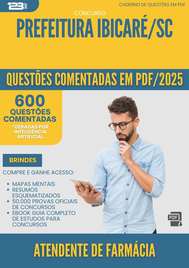 1000 Questões Comentadas para Concurso Atendente De Farmacia da Prefeitura Ibicare Sc 2025 - 600 Questões