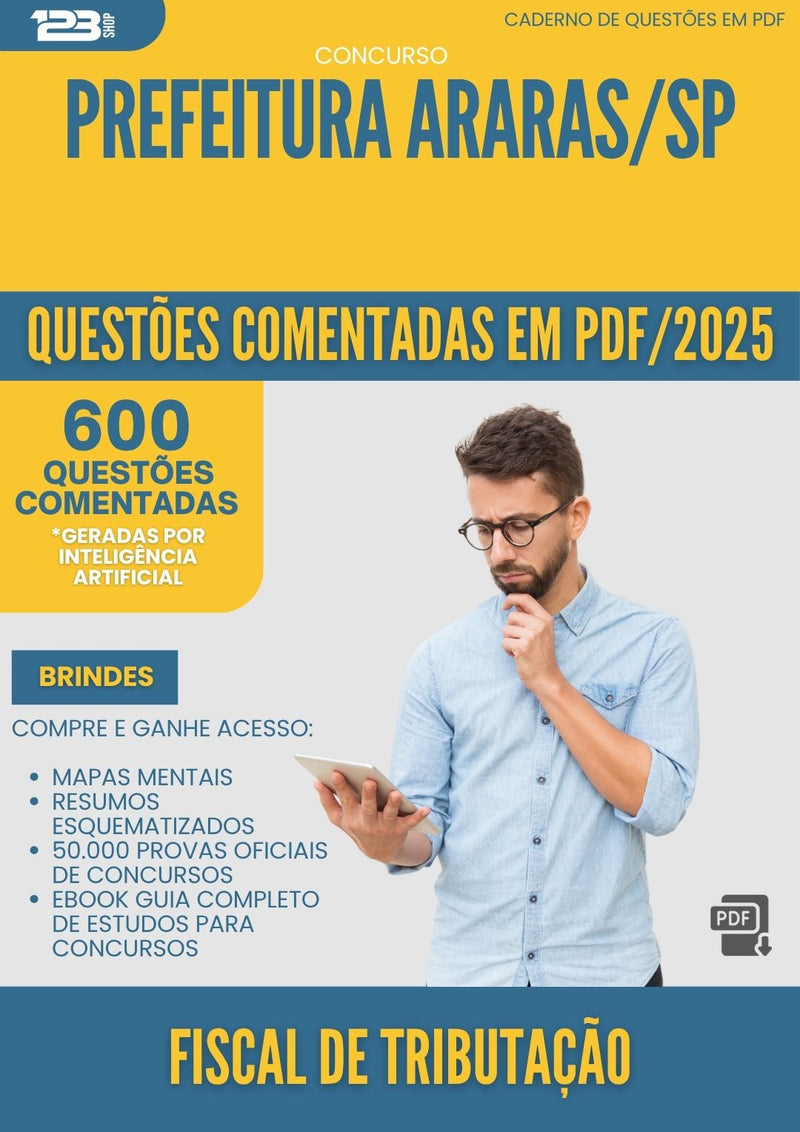 1000 Questões Comentadas para Concurso Fiscal De Tributacao da Prefeitura Araras Sp 2025 - 600 Questões