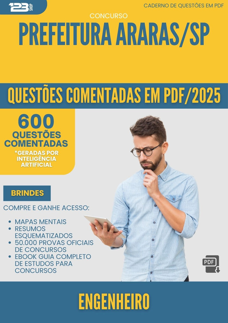 1000 Questões Comentadas para Concurso Engenheiro da Prefeitura Araras Sp 2025 - 600 Questões