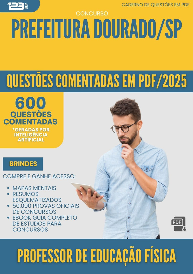1000 Questões Comentadas para Concurso Professor De Educacao Fisica da Prefeitura Dourado Sp 2025 - 600 Questões