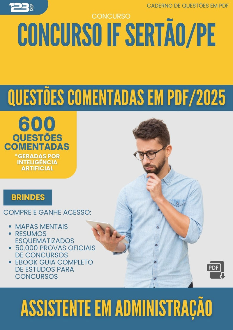 1000 Questões Comentadas para Concurso Assistente Em Administracao If da Prefeitura Sertao Pe 2025 - 600 Questões