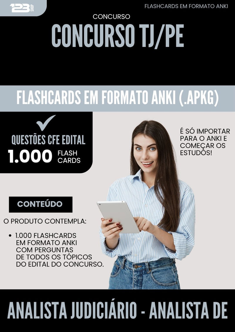 Flashcards para Concurso Analista Judiciario Analista De Sistemas Tj Pe 2025 - 1000 Flashcards de Acordo com Edital