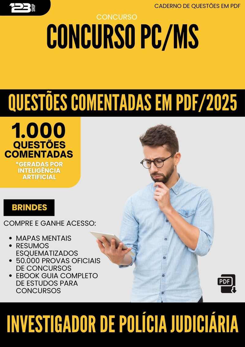 1000 Questões Comentadas para Concurso Investigador De Policia Judiciaria Pc Ms 2025 - 1000 Questões