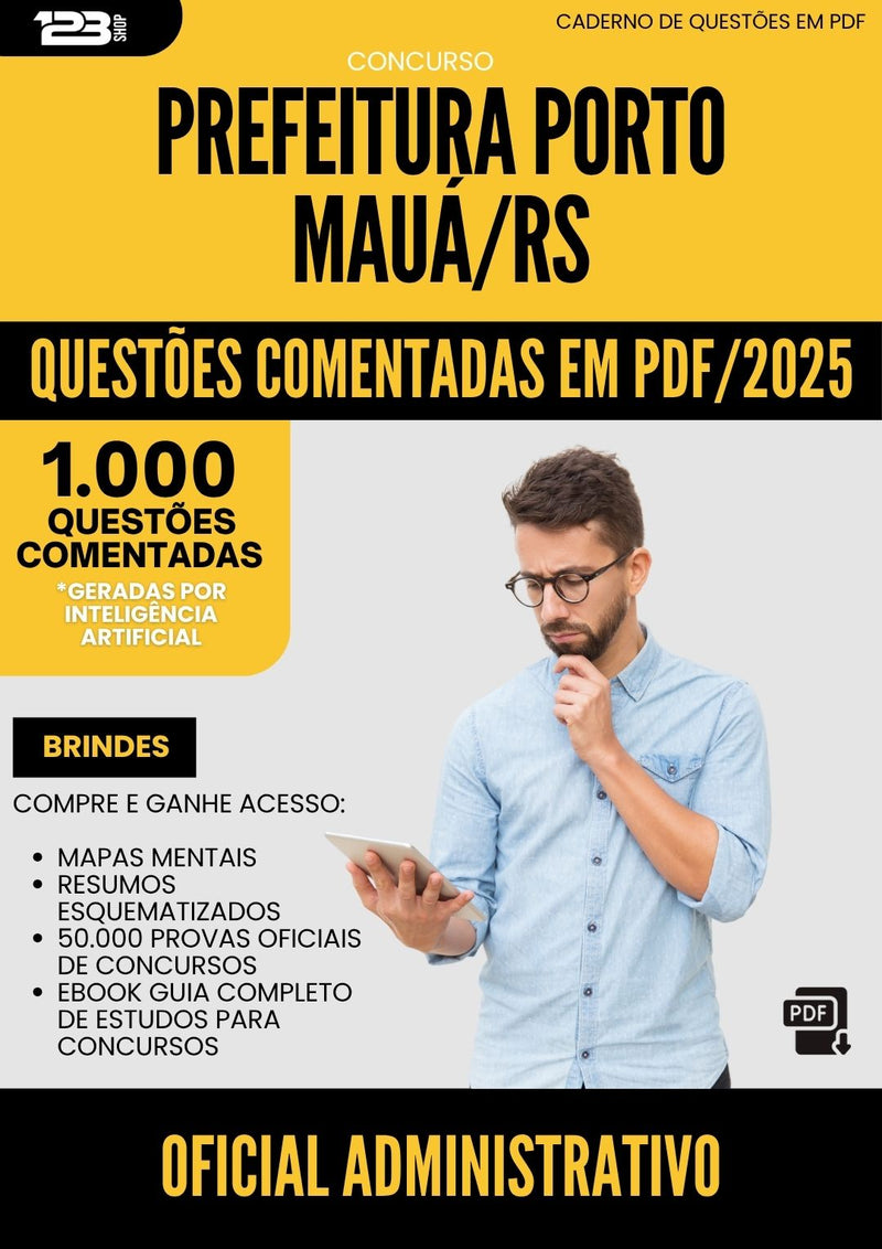 1000 Questões Comentadas para Concurso Oficial Administrativo Porto da Prefeitura Maua Rs 2025 - 1000 Questões