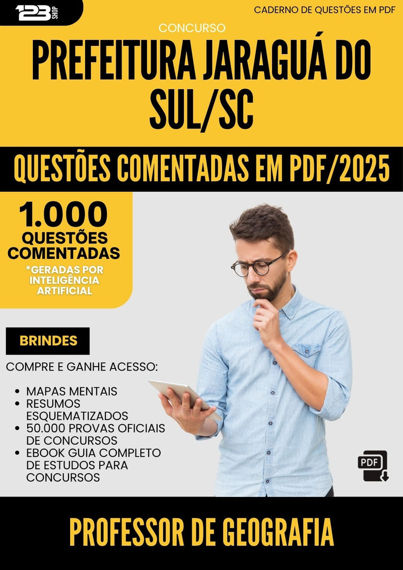 1000 Questões Comentadas para Concurso Professor De Geografia da Prefeitura Jaragua Do Sul Sc 2025 - 1000 Questões