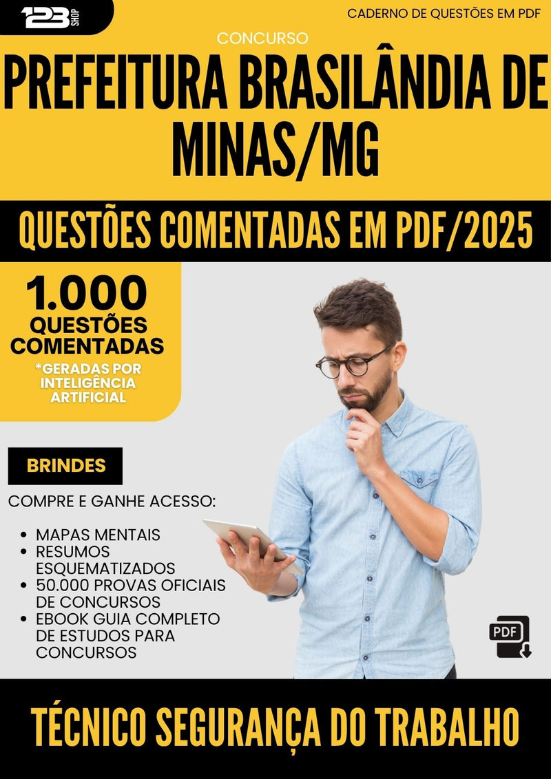 1000 Questões Comentadas para Concurso Tecnico Seguranca Trabalho da Prefeitura Brasilandia De Minas Mg 2025 - 1000 Questões