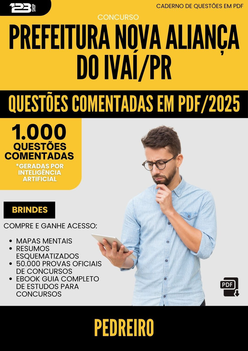 1000 Questões Comentadas para Concurso Pedreiro Nova da Prefeitura Alianca Do Ivai Pr 2025 - 1000 Questões