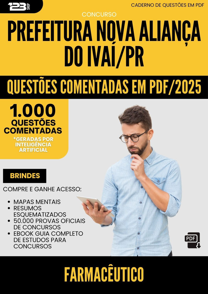 1000 Questões Comentadas para Concurso Farmaceutico Nova da Prefeitura Alianca Do Ivai Pr 2025 - 1000 Questões