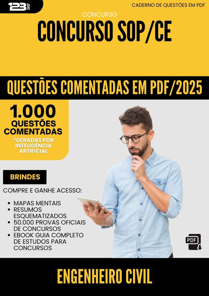 1000 Questões Comentadas para Concurso Engenheiro Civil Sop Ce 2025 - 1000 Questões