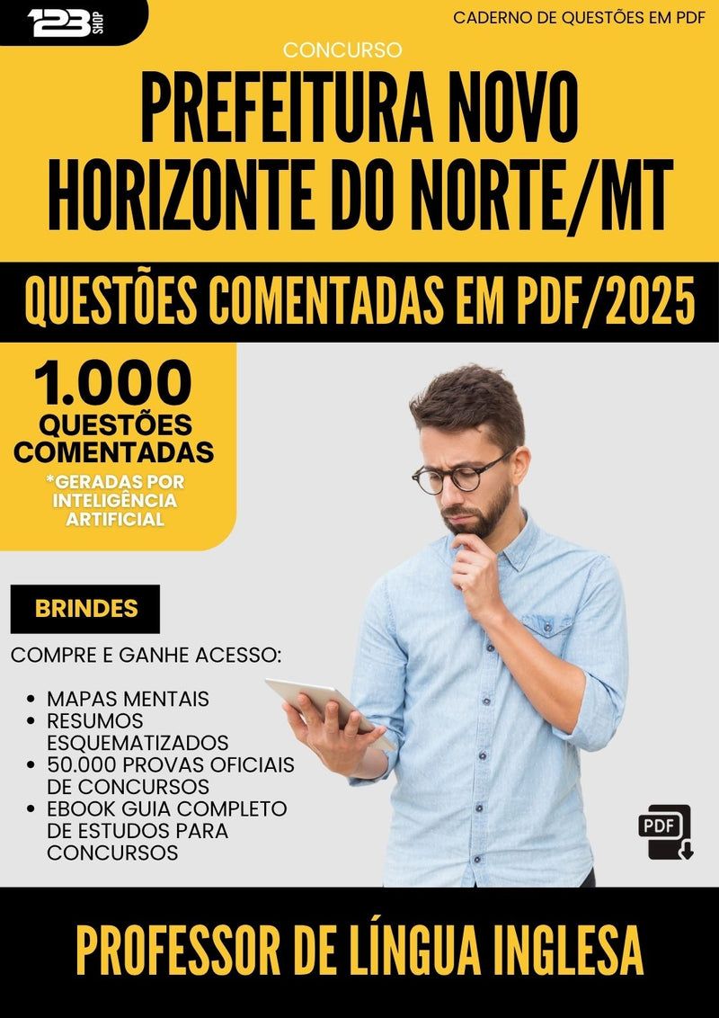 1000 Questões Comentadas para Concurso Professor De Lingua Inglesa Novo da Prefeitura Horizonte Do Norte Mt 2025 - 1000 Questões