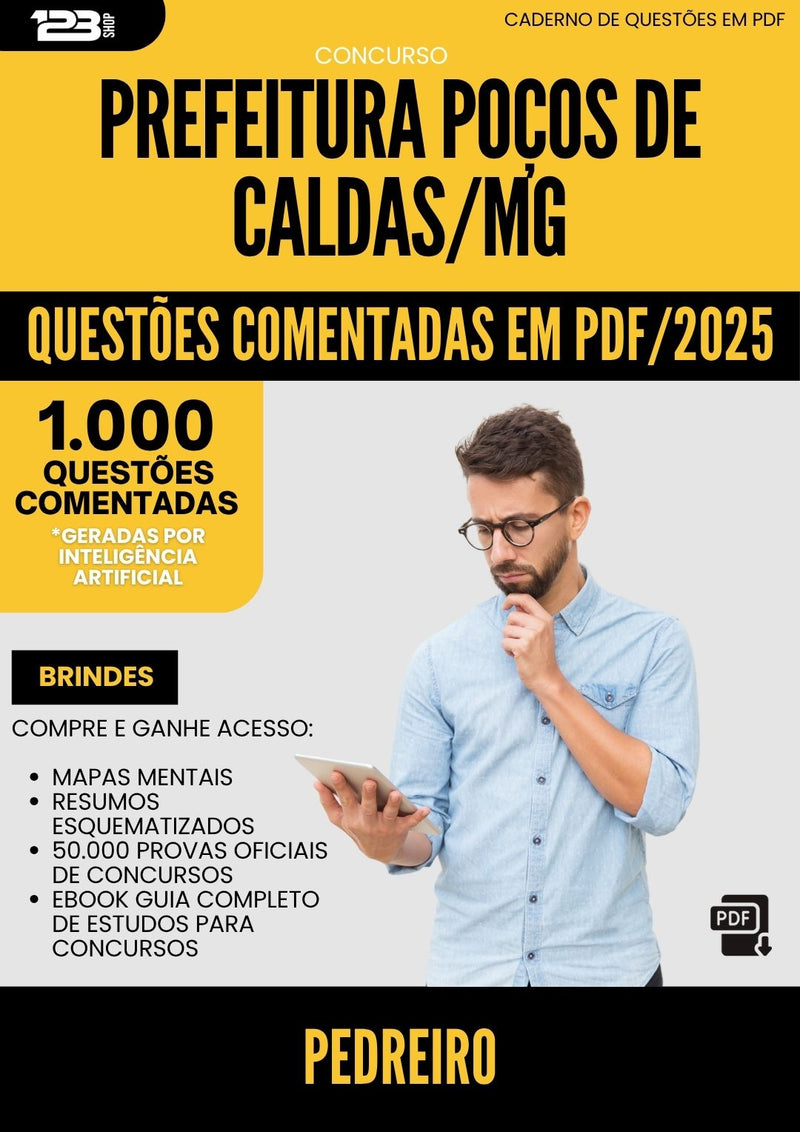1000 Questões Comentadas para Concurso Pedreiro Pocos De da Prefeitura Caldas Mg 2025 - 1000 Questões