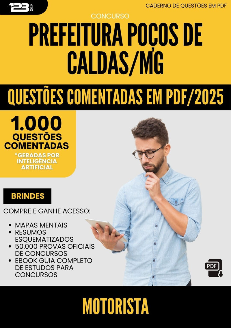 1000 Questões Comentadas para Concurso Motorista Pocos De da Prefeitura Caldas Mg 2025 - 1000 Questões