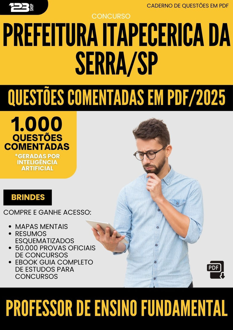 1000 Questões Comentadas para Concurso Professor De Ensino Fundamental da Prefeitura Itapecerica Da Serra Sp 2025 - 1000 Questões