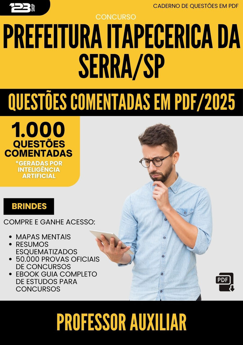 1000 Questões Comentadas para Concurso Professor Auxiliar da Prefeitura Itapecerica Da Serra Sp 2025 - 1000 Questões