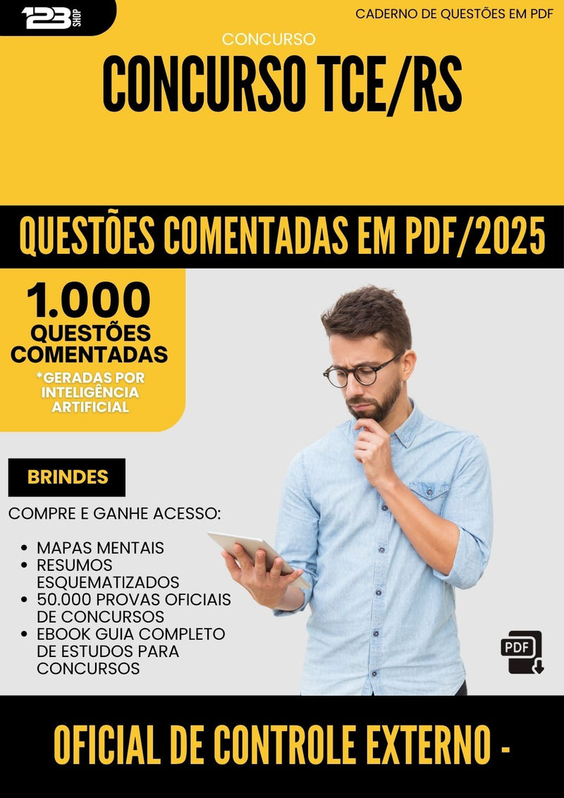 1000 Questões Comentadas para Concurso Oficial De Controle Externo Oficial Instrutivo Tce Rs 2025 - 1000 Questões