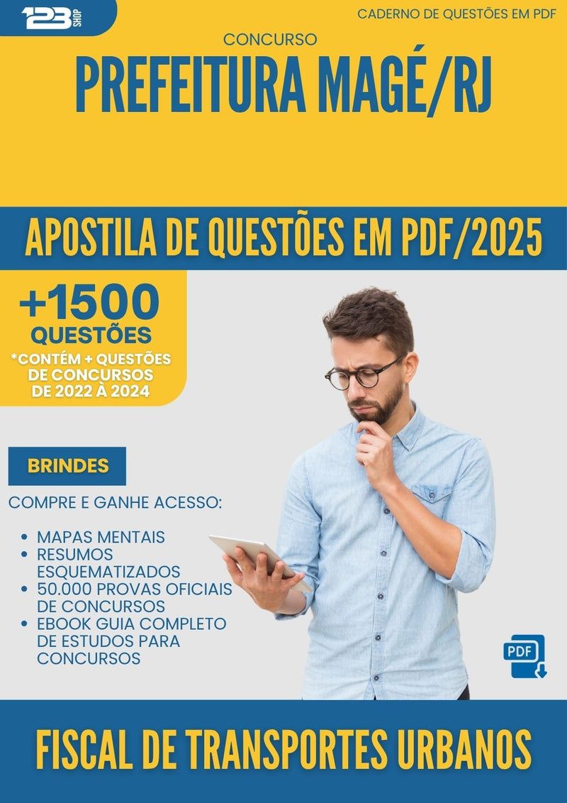 Apostila de Questões para Concurso Fiscal De Transportes Urbanos da Prefeitura Mage Rj 2025 - Mais de 1.500 Questões