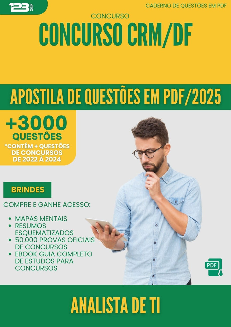 Apostila de Questões para Concurso Analista De Ti Crm Df 2025 - Mais de 3.000 Questões