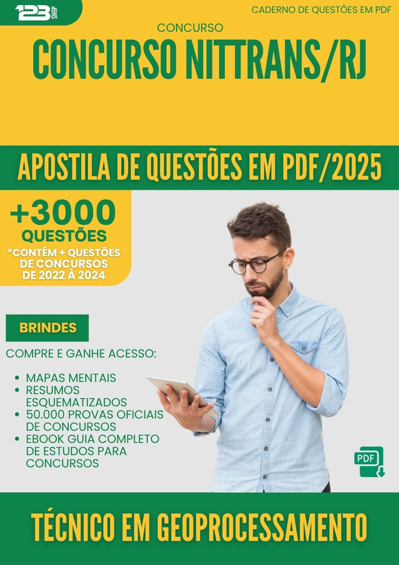 Apostila de Questões para Concurso Tecnico Em Geoprocessamento Nittrans Rj 2025 - Mais de 3.000 Questões
