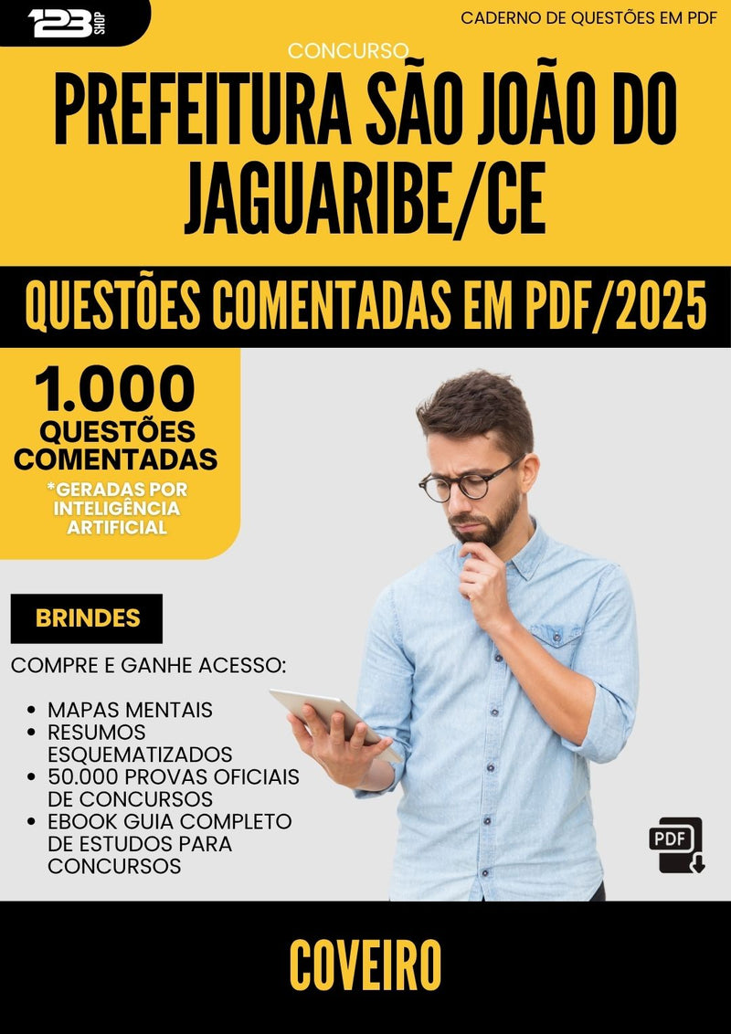 1000 Questões Comentadas para Concurso Coveiro Sao Joao Do da Prefeitura Jaguaribe Ce 2025 - 1000 Questões