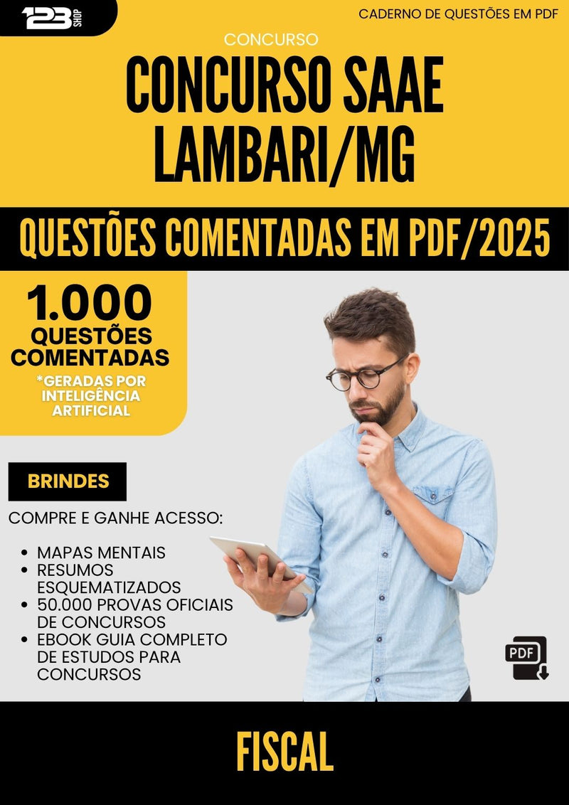 1000 Questões Comentadas para Concurso Fiscal Saae da Prefeitura Lambari Mg 2025 - 1000 Questões