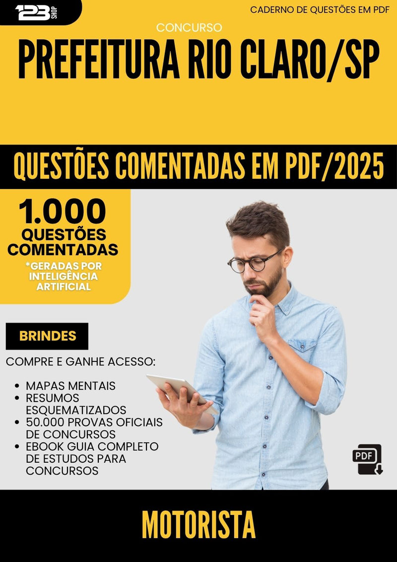 1000 Questões Comentadas para Concurso Motorista da Prefeitura Rio Claro Sp 2025 - 1000 Questões