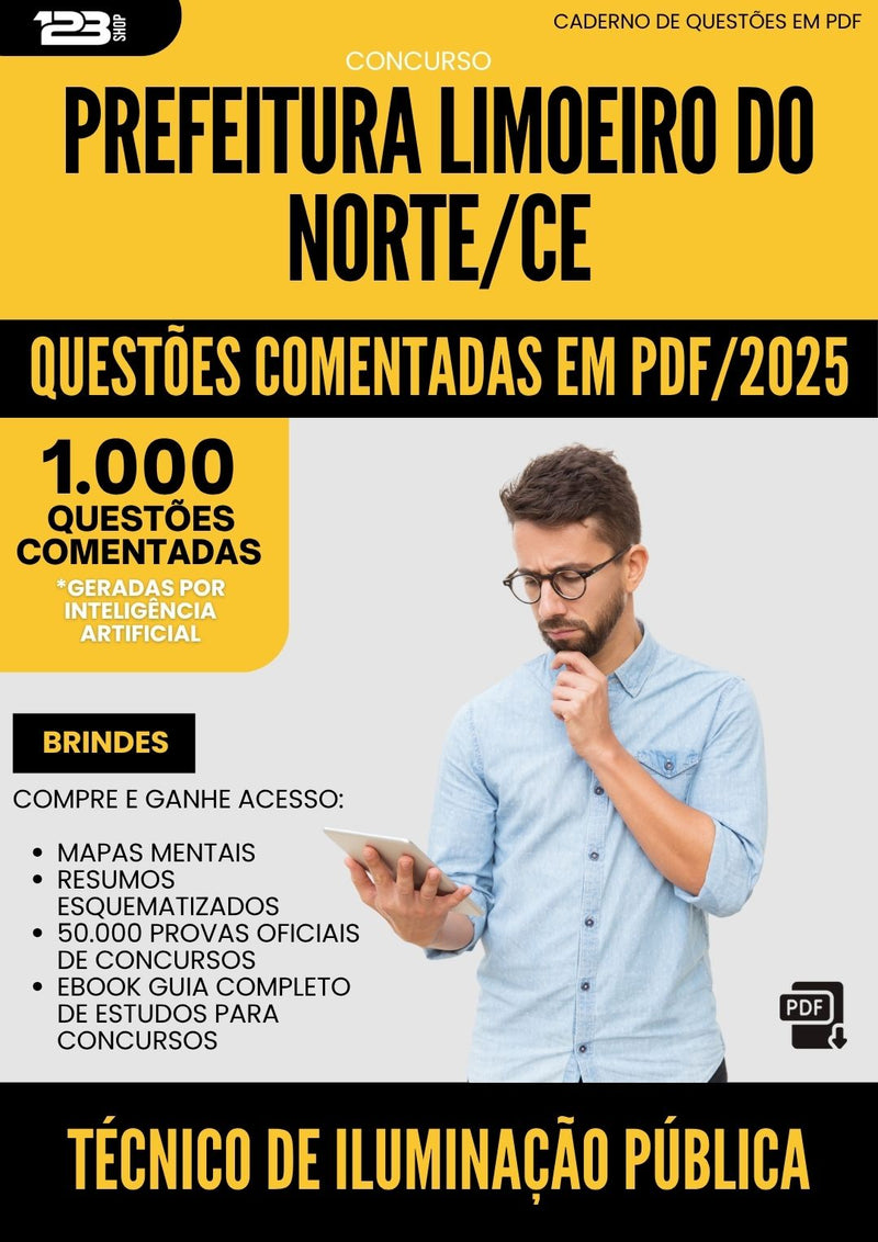 1000 Questões Comentadas para Concurso Tecnico De Iluminacao Publica da Prefeitura Limoeiro Do Norte Ce 2025 - 1000 Questões