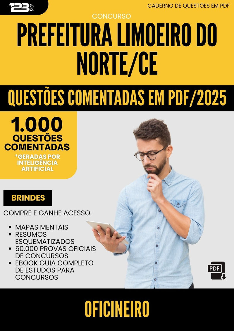 1000 Questões Comentadas para Concurso Oficineiro da Prefeitura Limoeiro Do Norte Ce 2025 - 1000 Questões