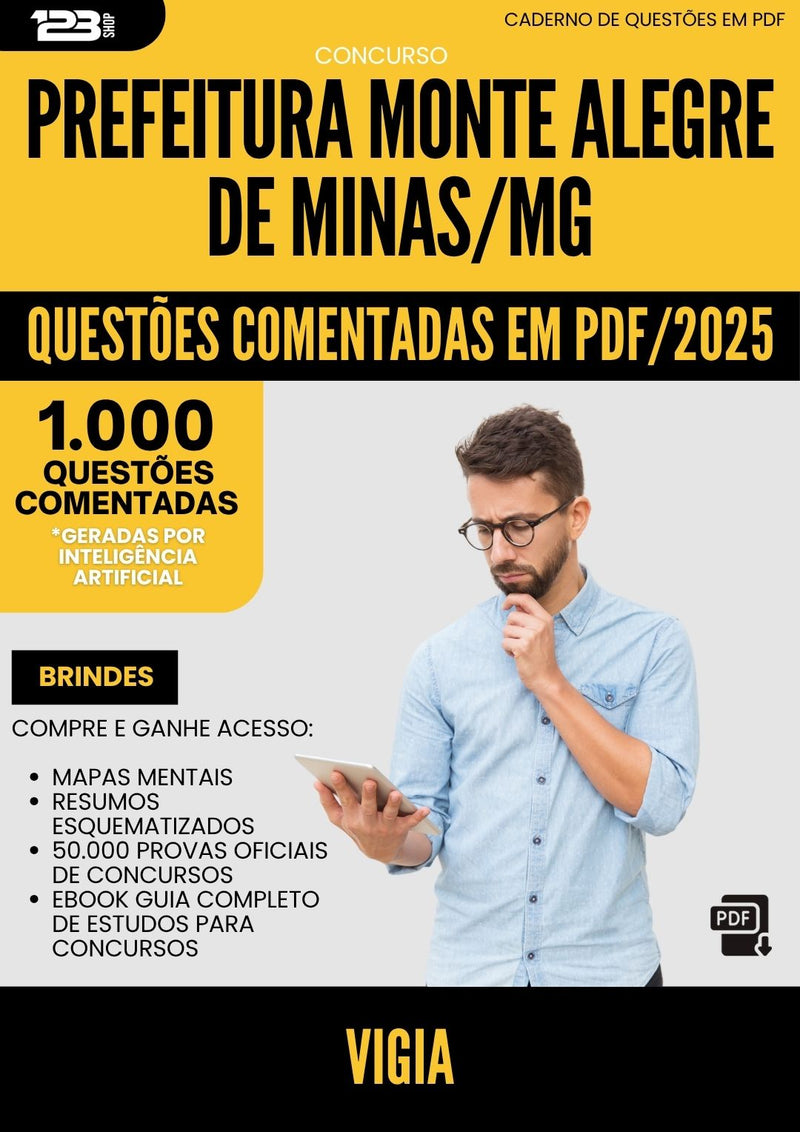 1000 Questões Comentadas para Concurso Vigia Monte da Prefeitura Alegre De Minas Mg 2025 - 1000 Questões