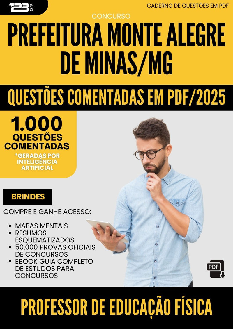 1000 Questões Comentadas para Concurso Professor De Educacao Fisica Monte da Prefeitura Alegre De Minas Mg 2025 - 1000 Questões