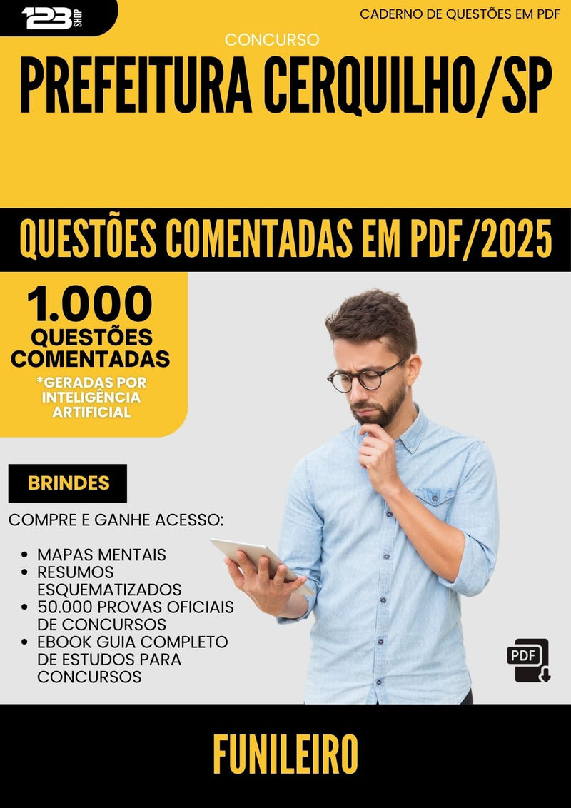 1000 Questões Comentadas para Concurso Funileiro da Prefeitura Cerquilho Sp 2025 - 1000 Questões