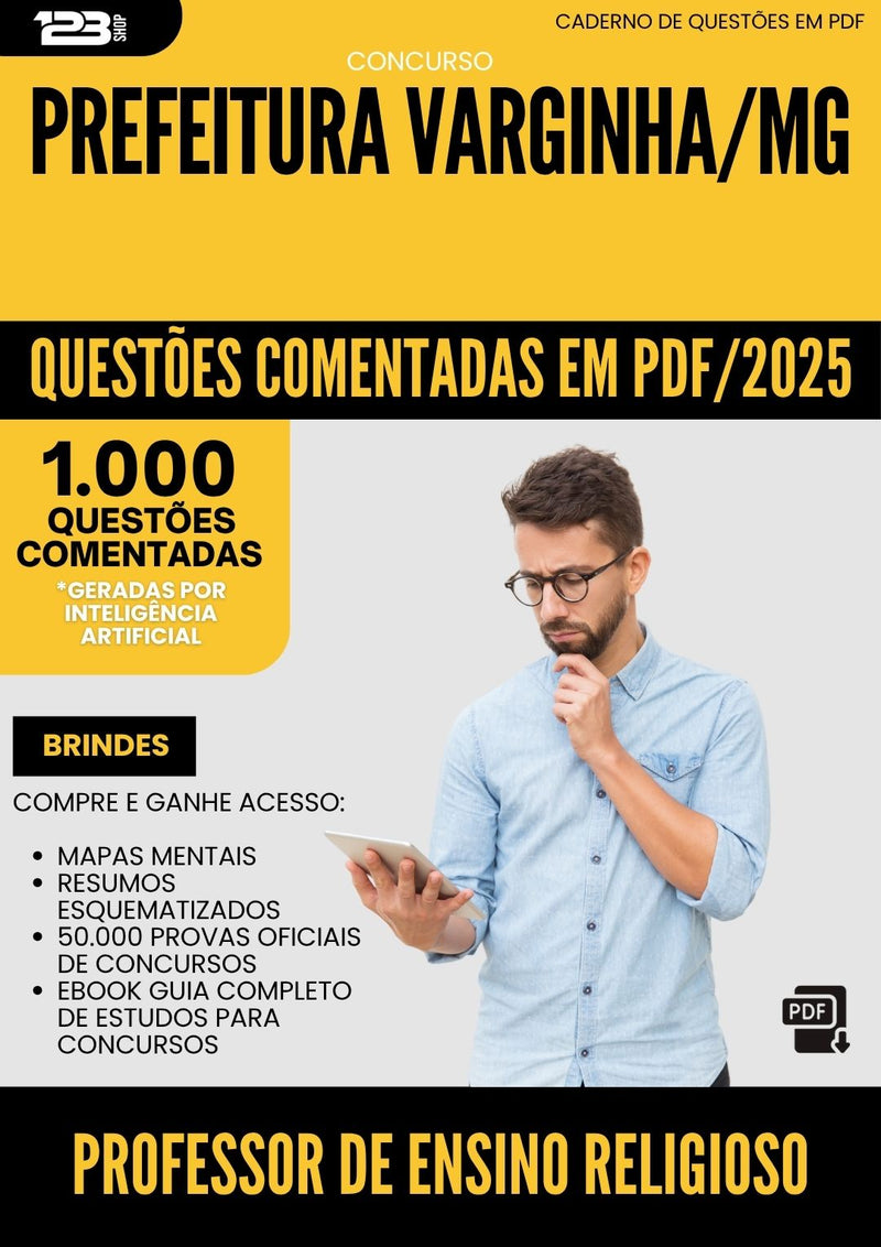 1000 Questões Comentadas para Concurso Professor De Ensino Religioso da Prefeitura Varginha Mg 2025 - 1000 Questões