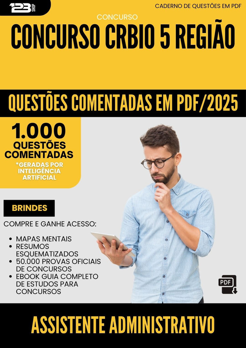 1000 Questões Comentadas para Concurso Assistente Administrativo Crbio 5 Regiao 2025 - 1000 Questões