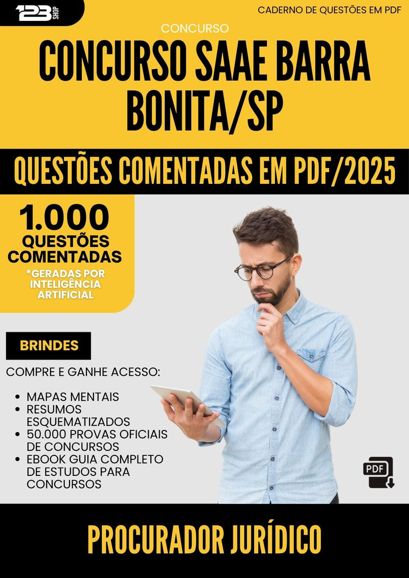 1000 Questões Comentadas para Concurso Procurador Juridico Saae da Prefeitura Barra Bonita Sp 2025 - 1000 Questões