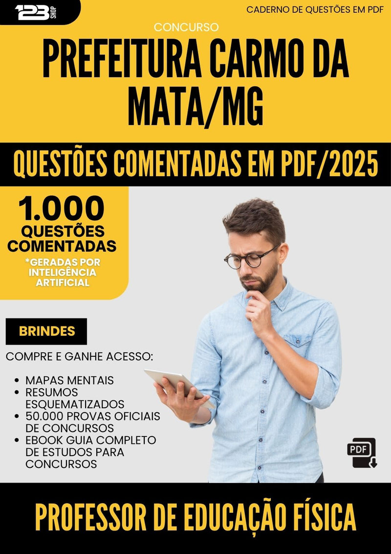 1000 Questões Comentadas para Concurso Professor De Educacao Fisica da Prefeitura Carmo Da Mata Mg 2025 - 1000 Questões