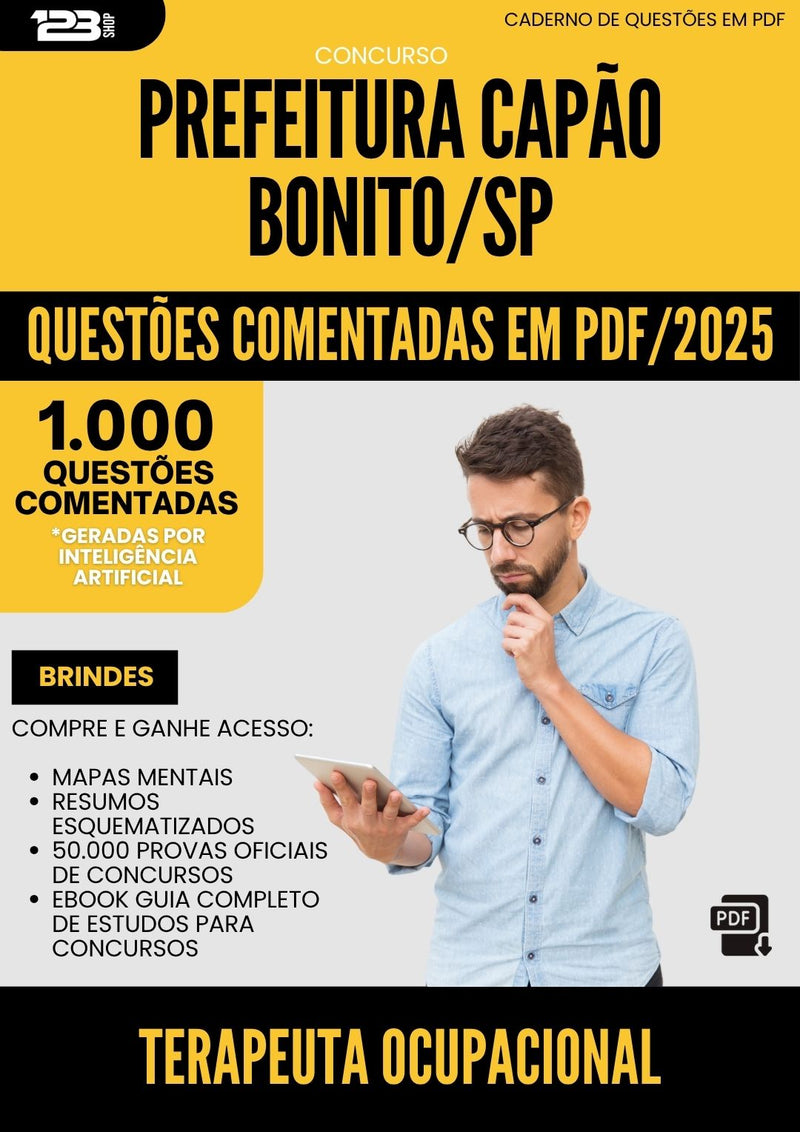 1000 Questões Comentadas para Concurso Terapeuta Ocupacional Capao da Prefeitura Bonito Sp 2025 - 1000 Questões
