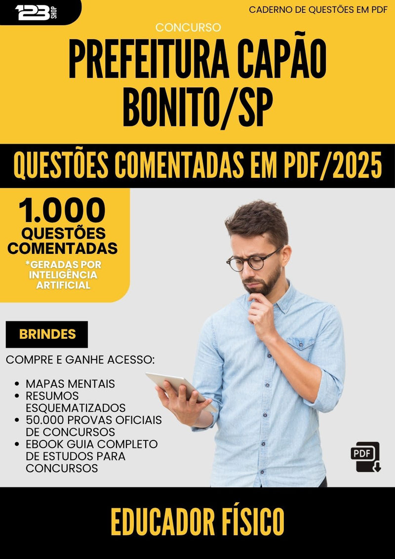 1000 Questões Comentadas para Concurso Educador Fisico Capao da Prefeitura Bonito Sp 2025 - 1000 Questões