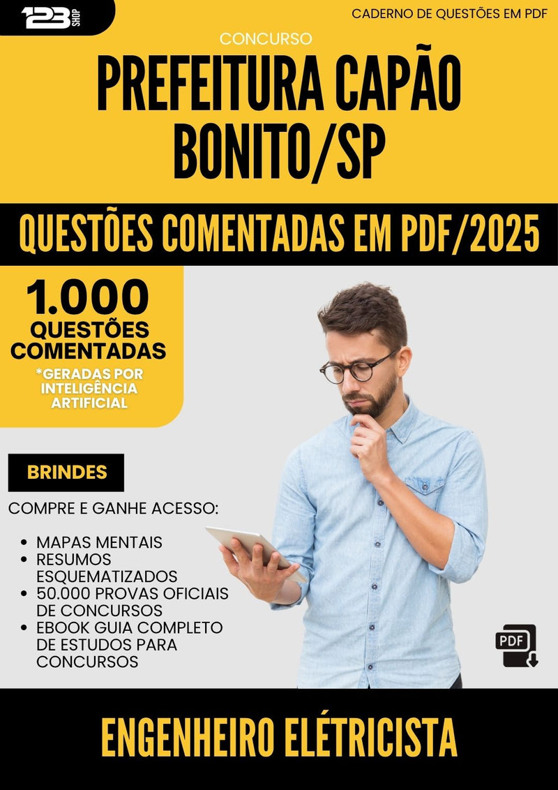 1000 Questões Comentadas para Concurso Engenheiro Eletricista Capao da Prefeitura Bonito Sp 2025 - 1000 Questões