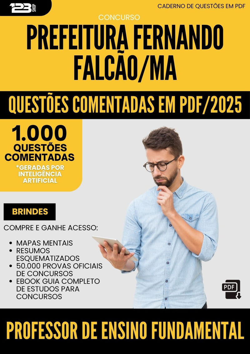 1000 Questões Comentadas para Concurso Professor De Ensino Fundamental da Prefeitura Fernando Falcao Ma 2025 - 1000 Questões