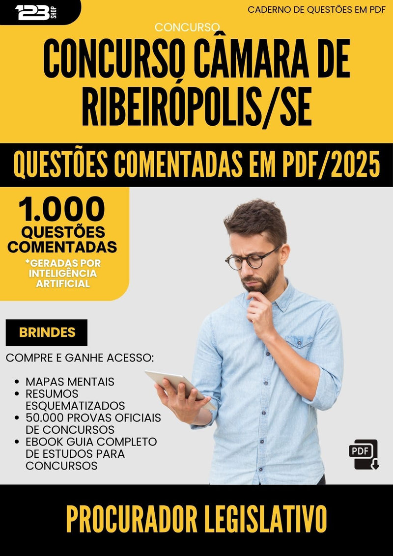 1000 Questões Comentadas para Concurso Procurador Legislativo Camara De da Prefeitura Ribeiropolis Se 2025 - 1000 Questões