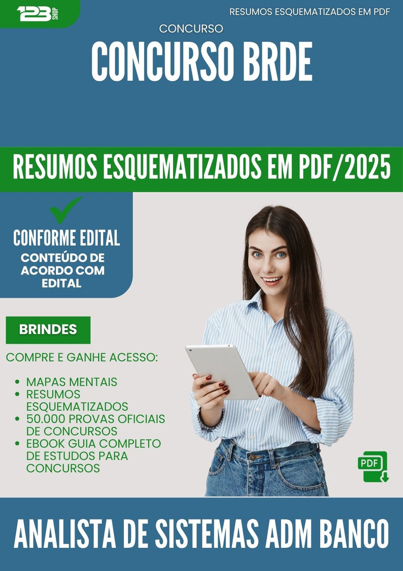 Resumos Esquematizados para Concurso Analista De Sistemas Administracao De Banco De Dados Brde 2025 - Conteúdo de Acordo com Edital