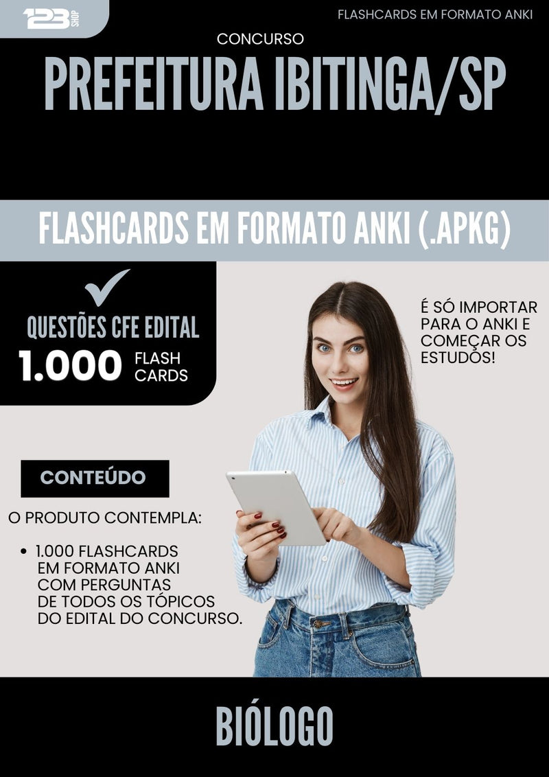 Flashcards para Concurso Biologo da Prefeitura Ibitinga Sp 2025 - 1000 Flashcards de Acordo com Edital