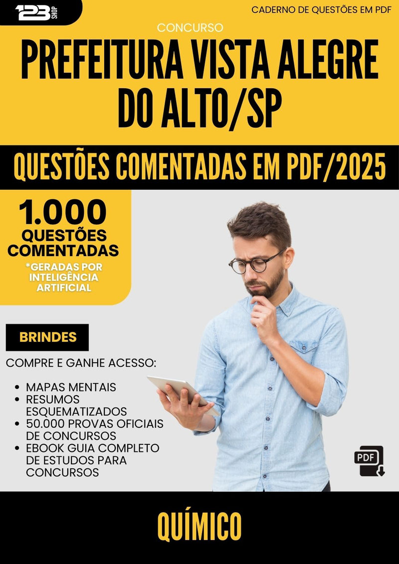 1000 Questões Comentadas para Concurso Quimico Vista da Prefeitura Alegre Do Alto Sp 2025 - 1000 Questões