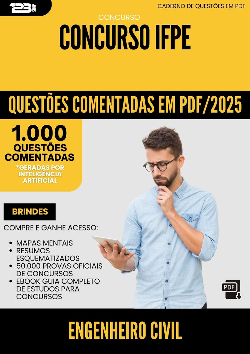 1000 Questões Comentadas para Concurso Engenheiro Civil Ifpe 2025 - 1000 Questões