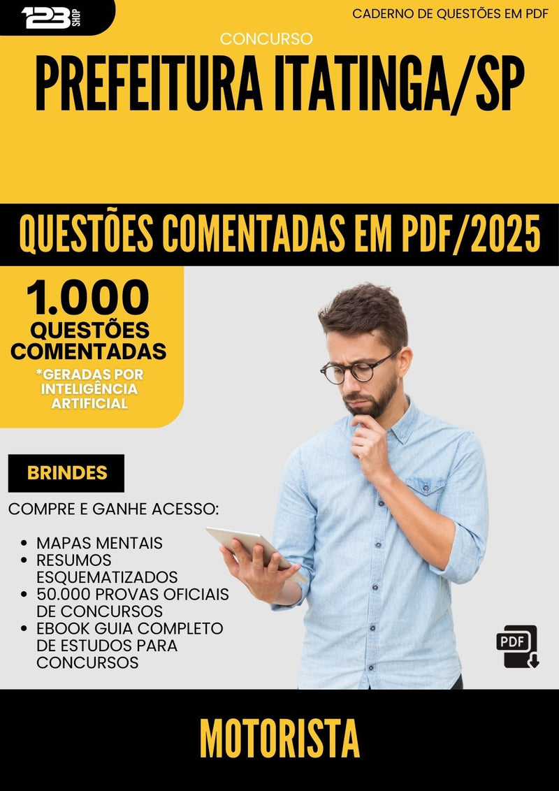 1000 Questões Comentadas para Concurso Motorista da Prefeitura Itatinga Sp 2025 - 1000 Questões
