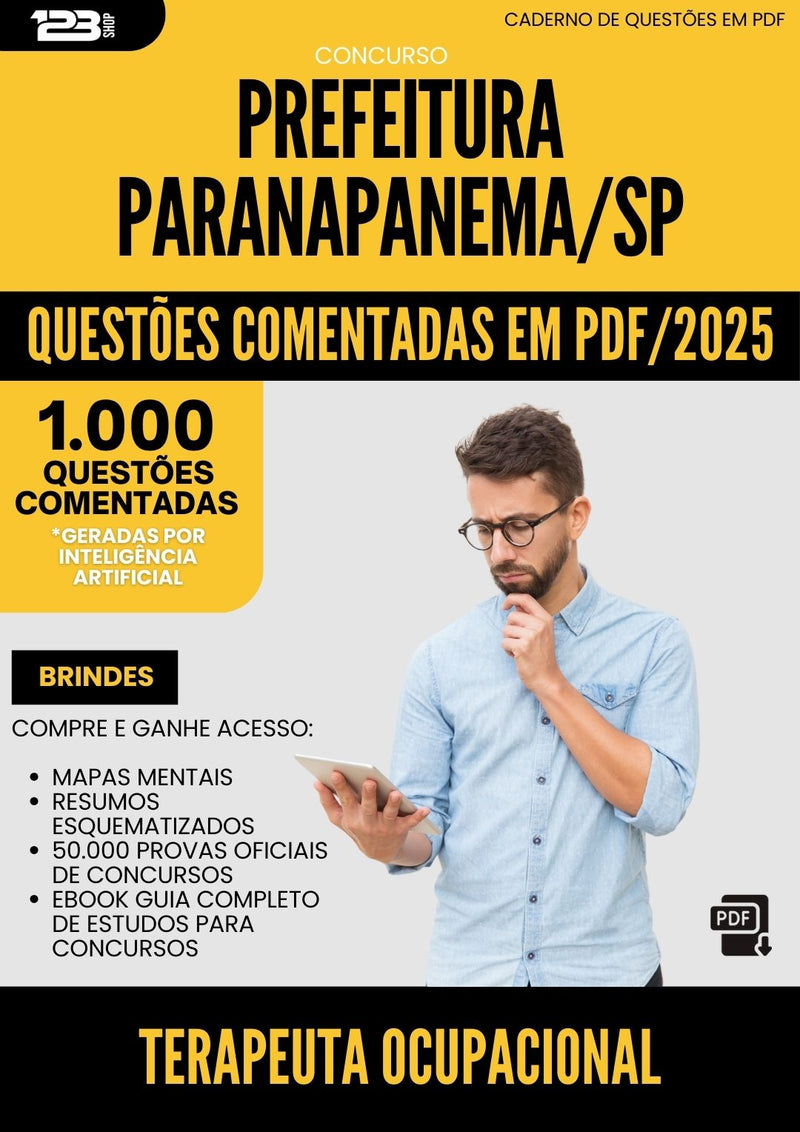 1000 Questões Comentadas para Concurso Terapeuta Ocupacional da Prefeitura Paranapanema Sp 2025 - 1000 Questões