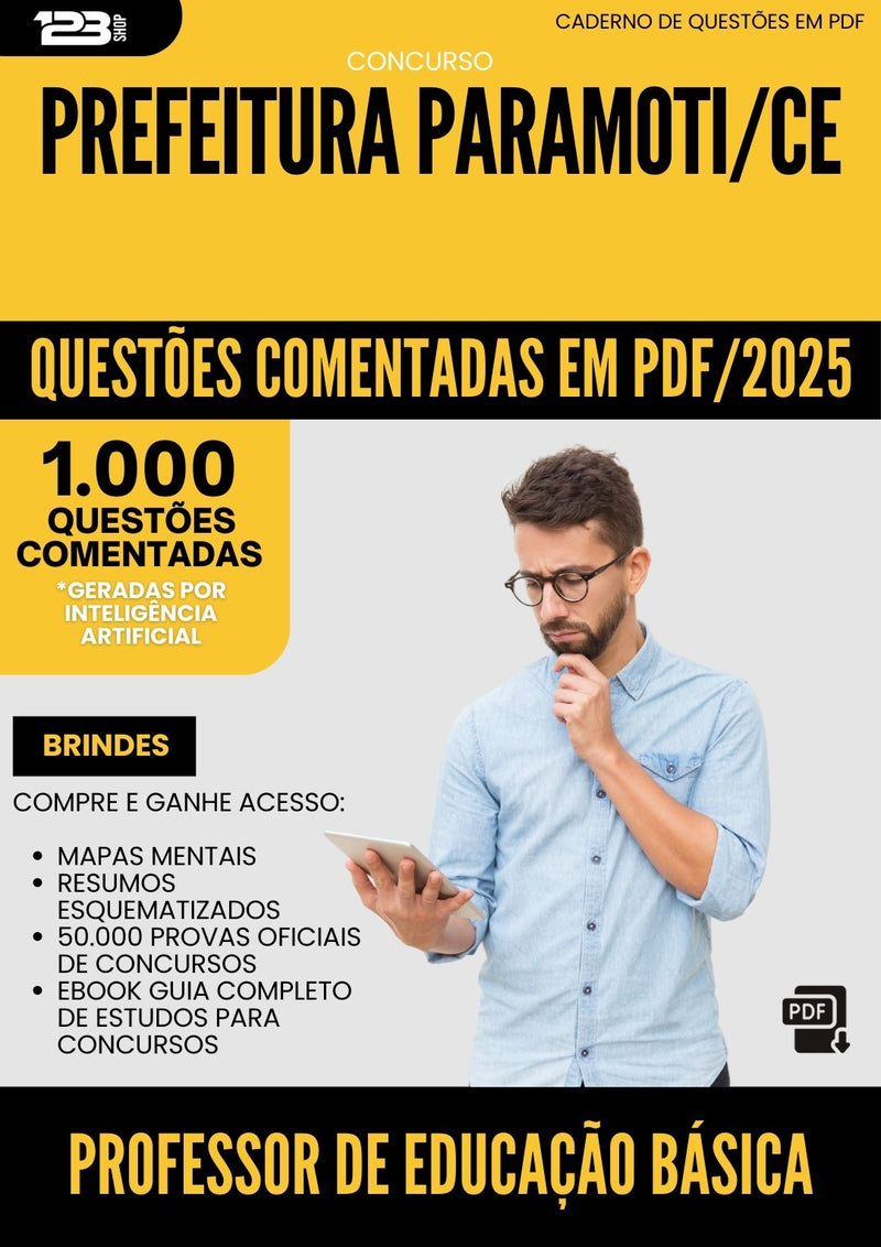 1000 Questões Comentadas para Concurso Professor De Educacao Basica da Prefeitura Paramoti Ce 2025 - 1000 Questões