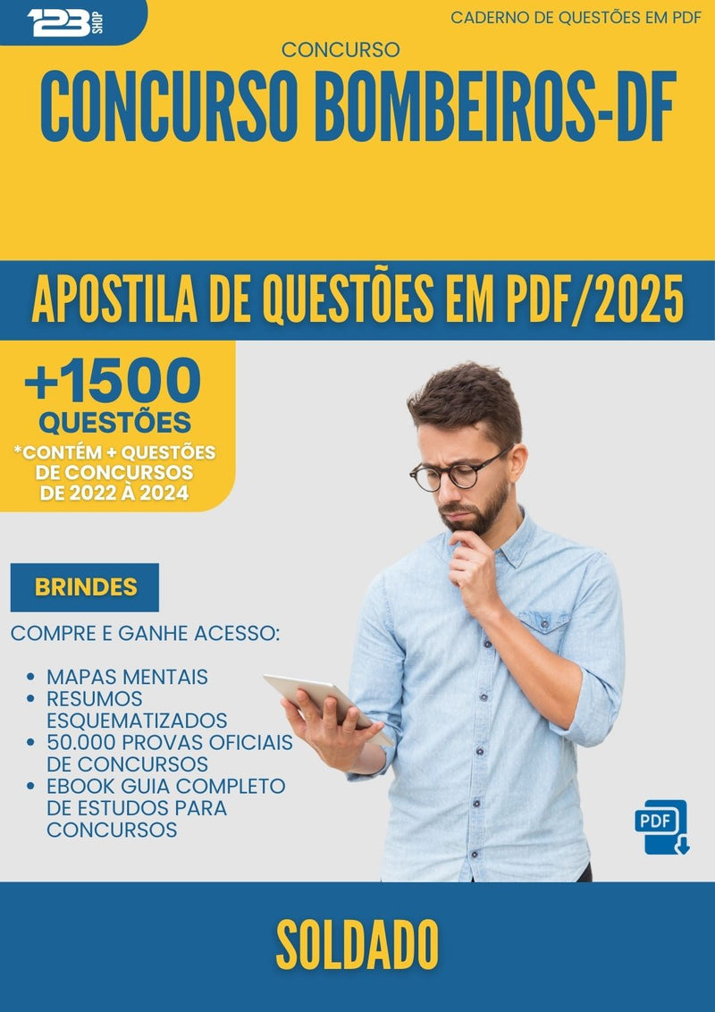 Apostila de Questões para Concurso Soldado Bombeiros Df 2025 - Mais de 1.500 Questões