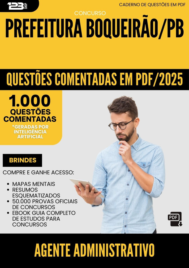 1000 Questões Comentadas para Concurso Agente Administrativo da Prefeitura Boqueirao Pb 2025 - 1000 Questões